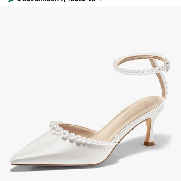 Shoes - White Pearl-Embellished Women's Heels